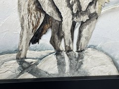D. Michelle Wolf Painting In The Snow, Signed, Framed. 18”X14”