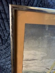 Vintage Watercolor Painting Sailboat Yacht Race on Seas Framed 16 x 12 inch