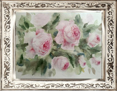 Flowers PINK ROSES Original Modern Artwork Painting Floral Landscape Art Gift A5