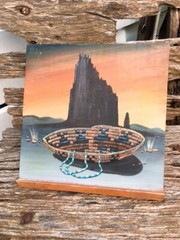 A. Saunders Painting Signed on Wood Display