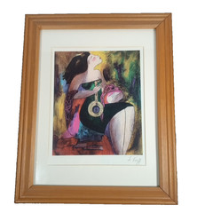 2 Linda Le Kinff Serigraph „Note d’Or“ & „Debbie“ Matted Framed Signed 15″x12″