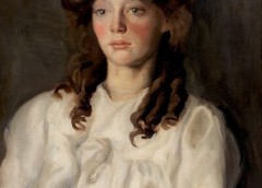 Large circa 1900 Edwardian Portrait Of A Girl In White Hugh RAMSAY (1877-1906)