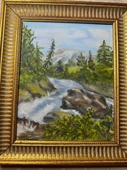 „A River Landscape Scene“ Oil Painting – Framed