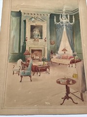 ANTIQUE INTERIOR PAINTING BY CARY 19TH TO 20TH CENTURY HEIRLOOMS ILLUSTRATION