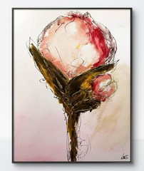 Original Abstract Expressionism 12×16 Flower Bud Handmade Signed Fine Art 344