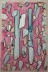 ACEO original abstract painting watercolor /ink on Yupo plastic „paper“ OOAK