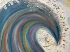 Oil painting original art on canvas 11 x 14 inches colorful abstract Ocean wave