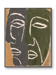 African Mask Portrait Art Original 11×14 Modern Pop Green Gray Canvas Painting