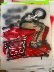 Ody West original “Boombox” graffiti street art 22×28 poster size acrylic spray