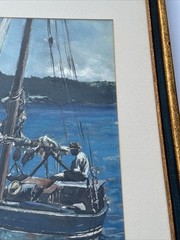 MAURICE SILBER PAINTING AMERICAN REGIONALISM BLACK AMERICANA FISHERMAN LISTED