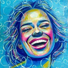 ORIGINAL Acrylic Picture Painting Portrait Woman Abstract Painting Modern HAND PAINTED