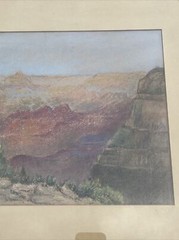 MARIE GUEST DRAWING PAINTING RARE ANTIQUE GRAND CANYON LANDSCAPE LISTED CANADIAN
