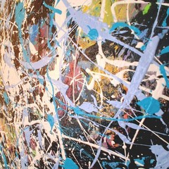 Original Abstract Acrylic Drip Painting on Canvas 24 X 24 Inch Modern Wall