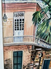 KRISTI C JONES “CREOLE HOUSE” Watercolor Painting New Orleans Louisiana Framed