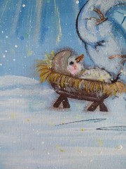 Art Painting Seasonal Holidays Snowman Nativity Original 8″/10″ Acrylic Paint