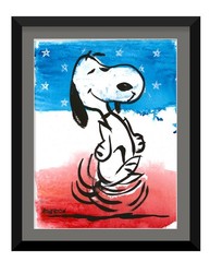 Original Dancing Dog Painting Whimsical Cartoon Art Acrylic „Snoopy Dance 6“