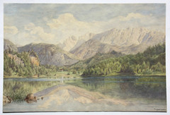 Alpine Mountain Landscape, High Mountain Lake, Signed „Krageisere“, 19th/20th century