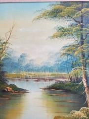 Vintage Cantrell Framed 28″ X 24″ Oil Painting Landscape Autumn
