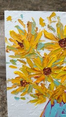 Original 6″x8″ Oil Painting Textured sunflower bouquet flower IMPASTO