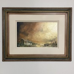 Oliveira Leite Sky & Landscape Brazilian Impressionist Framed Oil Painting 1978