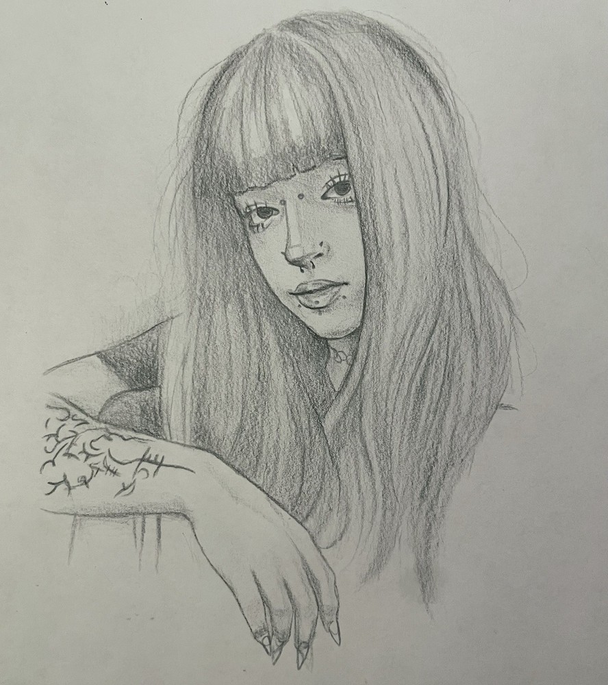 Original Fine Art Woman’s Portrait Pencil Drawing 8×11