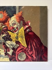 Famous Clown Painting By Veres Mid Century Portrait Circus MARGO CLARK VINTAGE