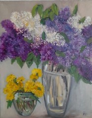 bouquet of lilacs original oil painting, dandelions oil painting, flowers art