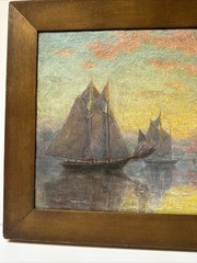 ANTIQUE IMPRESSIONISM PAINTING SUNSET TONALISM NEW YORK COAST BEACH EXHIBITED