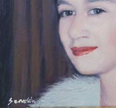 Sean Wu original oil portrait 12×12 on stretched canvas, Queen Elizabeth II
