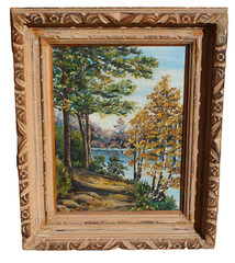 BETTY RAWLINS California Landscape with Trees and River oil painting 1971