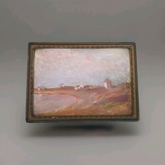 Antique Oil Painting Impressionist Landscape Signed Framed Miniature On Panel