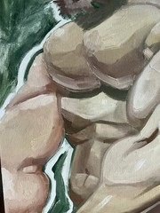 French Realism Body Gradient Study Human Man 12×16 Org Oil Painting On Canvas