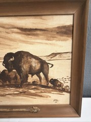 2 Original James Jim Knight Montana Artist 1958 on Canvass Board Western Buffalo