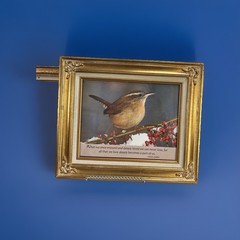 Vintage Ornate Gold Bird Art Frames Featuring Lovely Bird Prints & Quotes Set 2