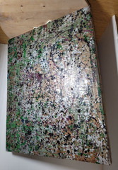 AFTER? JACKSON POLLOCK ALUMINUM DRIP PAINTING, PERFECT MARBELIZATION