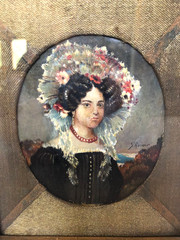 Antique Hand Painted and Signed Women’s Portrait in Original Frame.