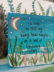 California Stars Lyric Painting on 10×10″ panel, Woody Guthrie Billy Bragg Wilco