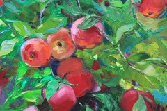 Original Oil Painting Apples Still Life Orchard IMPRESSIONISM Art by Onipchenko