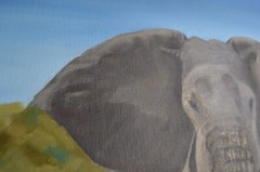 Original Painting African Elephant Family Safari Savanna Canvas Art