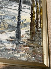 Vintage Henri Rogers Paris Street Scene Oil Painting Canvas MCM