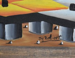 JEANTY JN ROBERT-Haitian Artist-Original Signed Acrylic-Haitian Village Scene