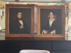 Antique 1853 Oil Painting Of Gentleman Portrait in Old Wood Frame 31.5”x36”