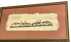 VTG Ducks Geese Birds Papyrus Paper Framed Matted 9 3/8”T 17 7/8”L