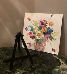 Oil painting Vintage still life with flowers signed Ray Zielinski Original 8×10