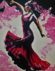 “ FLAMENCO Dancer “ Original acrylic  canvas 8 x 10 CJ Lee