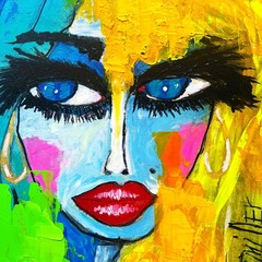 Unique Original POP ART colorful LADY #6 of 6 PORTRAIT PAINTING SWARTZMILLER DNA