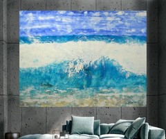 Mark Little Seascape Ocean Professional Painting 84”X62” (7 Foot) Abstract XL