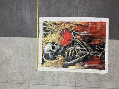 original skeleton heart hand painted oil artwork 34”x27”inches OBO
