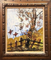 Morris Katz, VTG c. 1997 LRG Heavy Impasto Landscape O/M „Autumn Leaves“ Signed