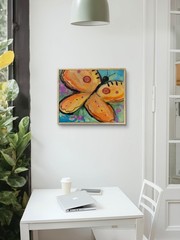 MONA VIVAR 16×20 Big Contemporary Expressionist Butterfly Acrylic Painting